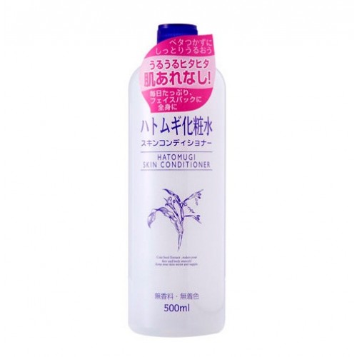 Hatomugi Skin Conditioner 500ml. ฮาโตะโมกิ สกินคอนดิชั่นเนอร์ โลชั่นบำรุงผิวหน้า มีส่วนผสมของลูกเดือยและสารสกัดจากธรรมชาติ ช่วยบำรุงผิวที่แห้งกร้านให้ชุ่มชื่น นุ่มนวล สามารถซึมสู่ผิวได้เร็ว ไม่เหนียวเหนอะหนะ