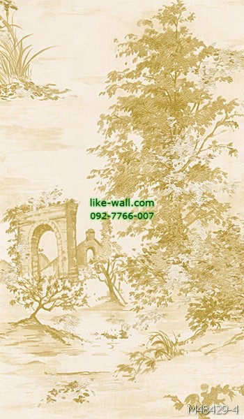 วอลเปเปอร์ติดผนัง ลายป่าธรรมชาติ สีเหลืองเขียว