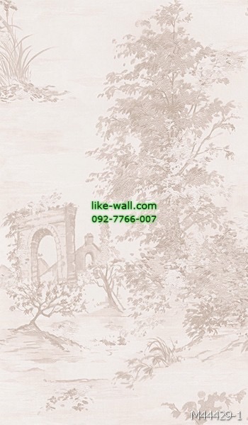 วอลเปเปอร์ติดผนัง ลายป่าธรรมชาติ สีน้ำตาลครีม