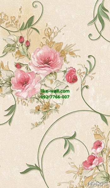 วอลเปเปอร์ติดผนัง ลายดอกไม้ สีชมพู