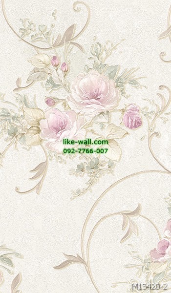 วอลเปเปอร์ติดผนัง ลายดอกไม้ สีม่วงอ่อน
