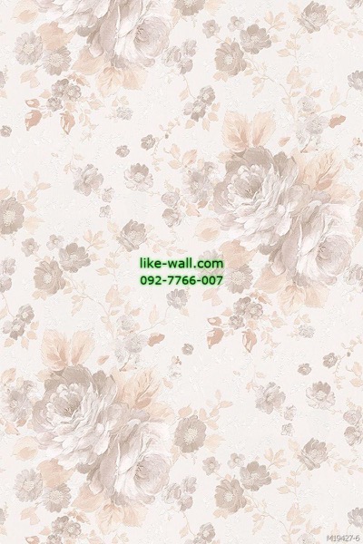 วอลเปเปอร์ติดผนัง ลายดอกไม้หวานๆ สไตล์วินเทจ สีน้ำตาลครีม
