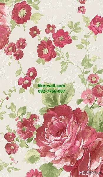 วอลเปเปอร์ติดผนัง ลายดอกไม้ สไตล์วินเทจ สีแดง