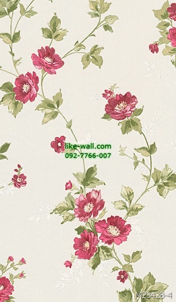 วอลเปเปอร์ติดผนัง ลายดอกไม้ สไตล์วินเทจ สีแดง