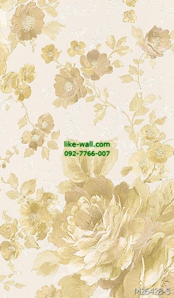 วอลเปเปอร์ติดผนัง ลายดอกไม้ สไตล์วินเทจ สีเหลือง