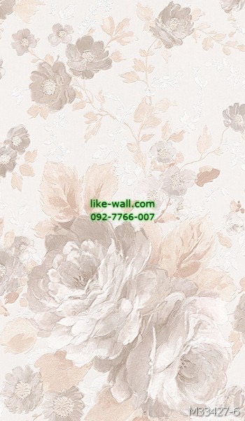 วอลเปเปอร์ติดผนัง ลายดอกไม้ สไตล์วินเทจ สีน้ำตาลส้ม