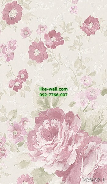 วอลเปเปอร์ติดผนัง ลายดอกไม้ สไตล์วินเทจ สีชมพู