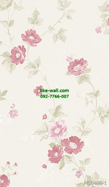 วอลเปเปอร์ติดผนัง ลายดอกไม้ สไตล์วินเทจ สีชมพู