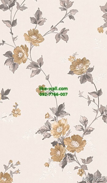 วอลเปเปอร์ติดผนัง ลายดอกไม้ สไตล์วินเทจ สีน้ำตาลเขียว