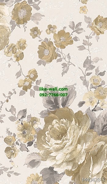 วอลเปเปอร์ติดผนัง ลายดอกไม้ สไตล์วินเทจ สีน้ำตาลเขียว