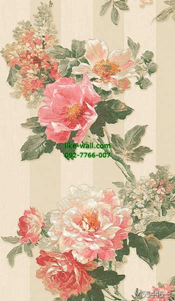 วอลเปเปอร์ติดผนัง ลายดอกไม้ สไตล์วินเทจ สีแดงส้ม