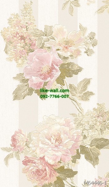 วอลเปเปอร์ติดผนัง ลายดอกไม้ สไตล์วินเทจ สีชมพูขาว