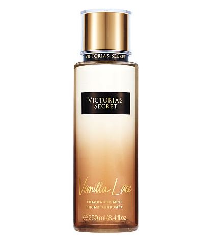 Victoria's Secret  Vanilla Lace Fragrance Mist 250 ml. *แพคเกจใหม่ 2016* สเปร์ยน้ำหอมให้ความหอมรัญจวนใจ กลิ่นติดทนนาน 7-12 ชั่วโมง กลิ่นนี้ให้กลิ่นหอมหวานของวนิลลา รู้สึกนุ่มนวล ลึกลับน่าค้นหาคะ