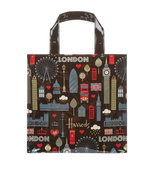 Harrods ไซส์ S รุ่น Small Glitter London Shopper Bag (กระดุม) ***พรีออร์เดอร์