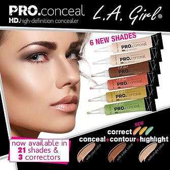 **พร้อมส่ง**L.A. Girl Pro Conceal High Definition Concealer 8g. New 6 เฉดสีใหม่ ที่สามารถเลือกใช้เป็นคอลซิลเลอร์ คอลเรคเตอร์ คอนทัวร์และไฮไลท์ เพื่อแก้ไขรูปหน้าของคุณให้สวยสมบูรณ์แบบ เนื้อครีมบางเบา ติดทนนาน สามารถใช้ในการปกปิดรอยคล้ำและริ้วรอยใต้ดวงตา รอ