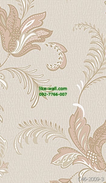 วอลเปเปอร์ติดผนัง ลายใบไม้ดอกไม้ สไตล์เรทโทร สีโอรส