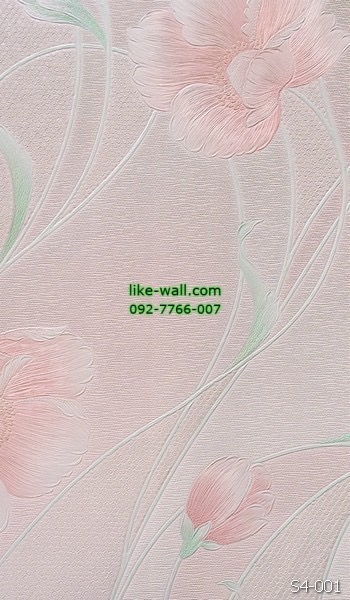 วอลเปเปอร์ติดผนัง ลายดอกไม้ สีชมพู