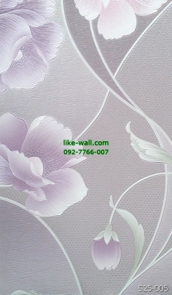 วอลเปเปอร์ติดผนัง ลายดอกไม้ สีม่วง
