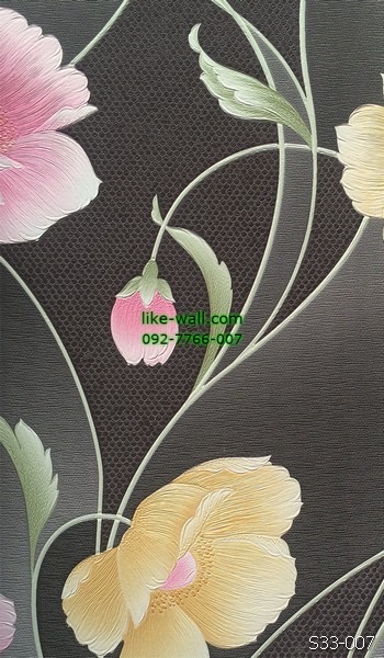 วอลเปเปอร์ติดผนัง ลายดอกไม้ สีดำ