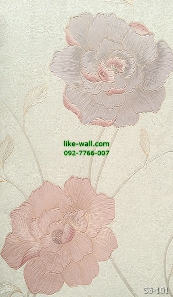 วอลเปเปอร์ติดผนัง ลายดอกไม้ สีโอรส