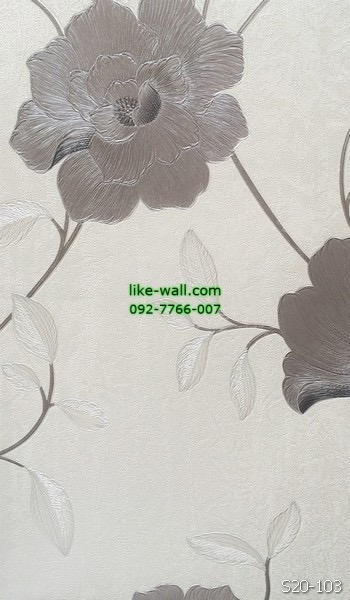 วอลเปเปอร์ติดผนัง ลายดอกไม้ สีเทา