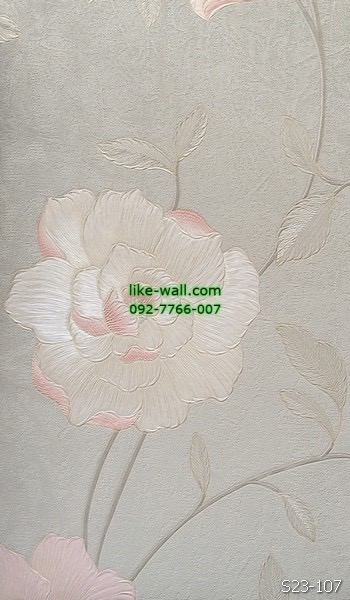 วอลเปเปอร์ติดผนัง ลายดอกไม้ สีโอรสปนครีม