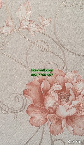 วอลเปเปอร์ติดผนัง ลายดอกไม้ สีน้ำตาลส้ม