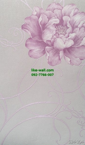 วอลเปเปอร์ติดผนัง ลายดอกไม้ สีม่วง