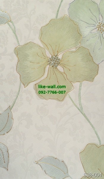 วอลเปเปอร์ติดผนัง ลายดอกไม้สวย สีเขียว