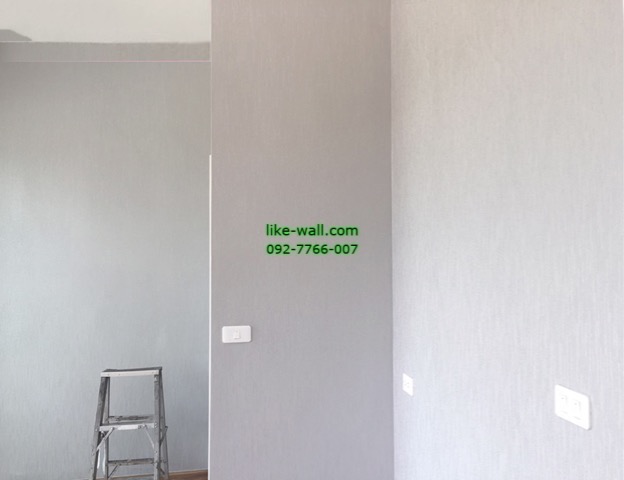 ผลงานตัวอย่าง การติดวอลเปเปอร์ติดผนัง ลายเรียบ ย่านกิ่งแก้ว