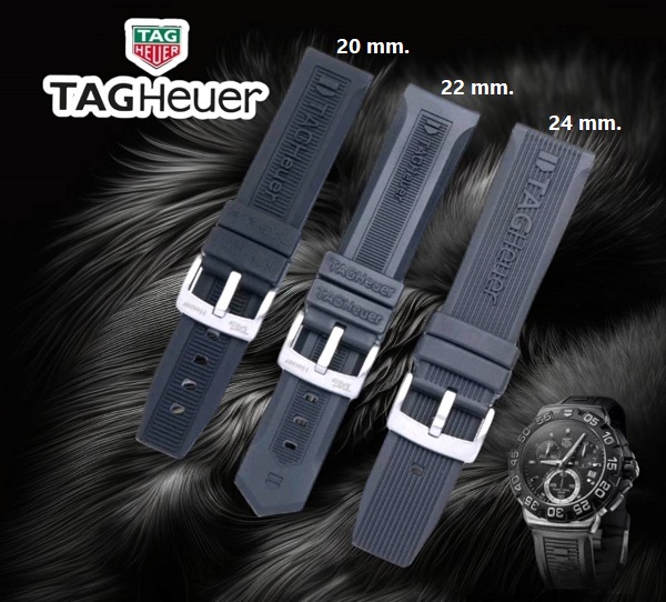 สายนาฬิกา แบบสายยางซิลิโคน สีดำ ปลายสายแบบเข็มขัด สีเงิน สำหรับ Tag Heuer