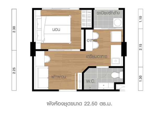 ราคาวอลเปเปอร์ Condo Lumpini Mixx ขนาด 22.50 ตร.ม.
