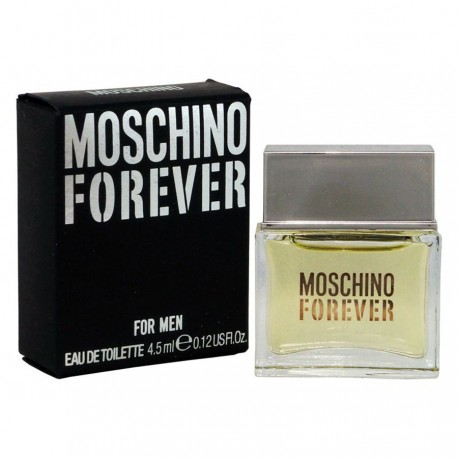 Moschino Forever for Men Eau De Toilette ขนาดทดลอง 4.5ml. EDT น้ำหอมสำหรับคุณผู้ชาย ที่ต้องการน้ำหอม เพื่อใช้ในชีวิตประจำวัน แฝงไปด้วยความสนุกสนาน ซ่อนเร้นน่าติดตาม หอมแบบสบายๆ อ่อนโยน เล้าโล้ม แต่เปี่ยมไปด้วยกับพลังความเป็นชาย