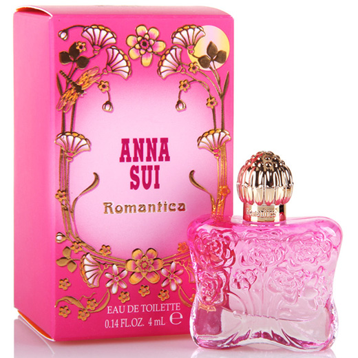 Anna Sui Romantica Eau De Toilette ขนาดทดลอง 4ml. EDT น้ำหอมกลิ่นฟลอร่าฟรุ๊ตตี้สำหรับหญิงสาว มนต์เสน่ห์ความหอมของดอกไม้ อัญมณีที่น่าหลงไหลจากเทพนิยาย หอมตราตรึงดั่งต้องมนต์ ให้ความสง่างามโดดเด่น มีลูกเล่นด้วยความสดชื่น เสน่ห์เฉพาะของ ANNA SUI