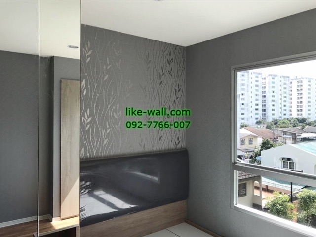 ตัวอย่างติดวอลเปเปอร์ ห้องนอน ที่คอนโดลุมพินี มิกซ์ ศรีนครินทร์