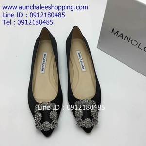Monolo Blahnik เกรด Hiend สีดำสวยหรู หัวเพชร สวมใส่สบาย งานเหมือนแท้