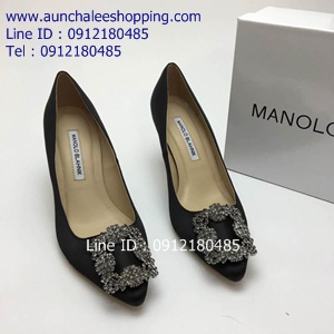 Monolo Blahnik เกรด Hiend สีดำสวยหรู หัวเพชร สวมใส่สบาย งานเหมือนแท้