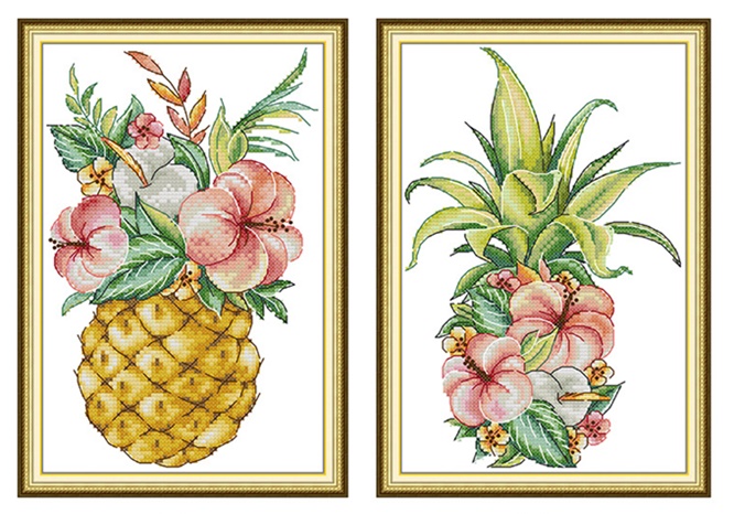 Pineapple flowers (คู่)(ไม่พิมพ์/พิมพ์ลาย)