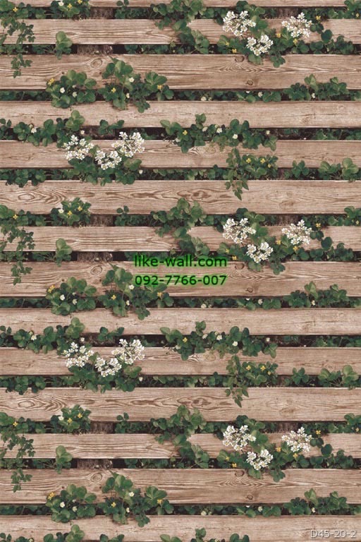 วอลเปเปอร์ ลายรั้วดอกไม้ สีน้ำตาล