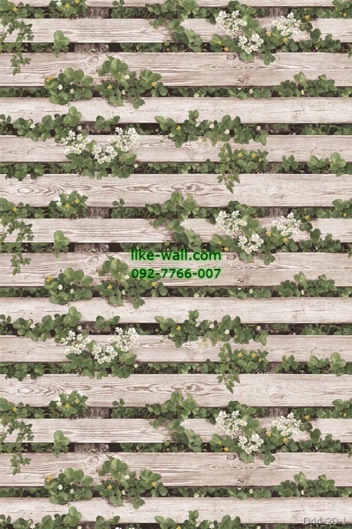 วอลเปเปอร์ ลายรั้วดอกไม้ สีน้ำตาลครีม