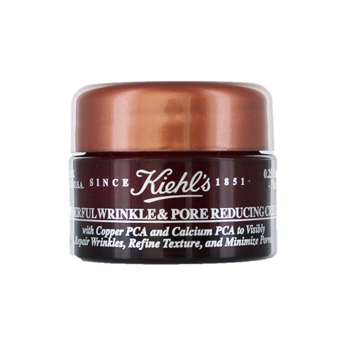 Kiehl's Powerful Wrinkle and Pore Reducing Cream ขนาดทดลอง 7ml. ครีมต้านริ้วรอย อุดมไปด้วยวิตามินเพื่อความแข็งแรงของผิว ด้วยส่วนผสมของโมเลกุลอาหารผิว Copper PCA และ Calcium PCA ทำให้ริ้วรอยลดเลือนอย่างเห็นได้ชัด พร้อมทำให้รูขุมขนแลดูเล็กล