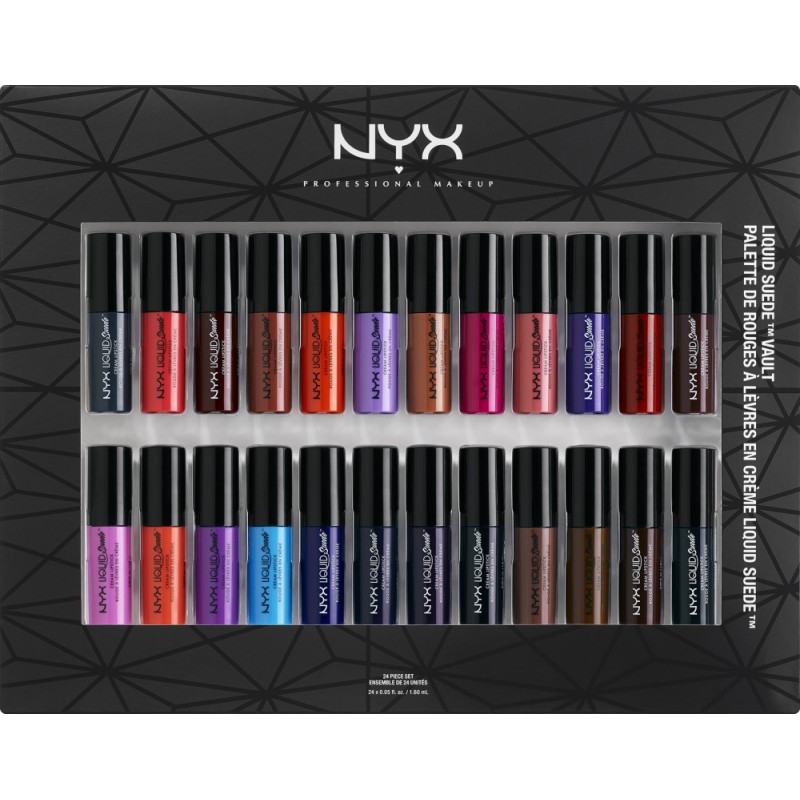 **พร้อมส่ง**NYX Liquid Suede Cream Lipstick Vault เซ็ทลิปจิ้มจุ่มเนื้อแมท 24 สีแน่นๆ กระแทกใจ มาแบบไซส์ Mini จัดครบทุกสีให้ได้ลอง เนียนนุ่มเหมือนกำมะหยี่ ทาปุ๊ปปากเรียบเนียนปั๊ป แถมสีชัดมากๆ กลบสีปากคล้ำๆได้สนิท ติดทน