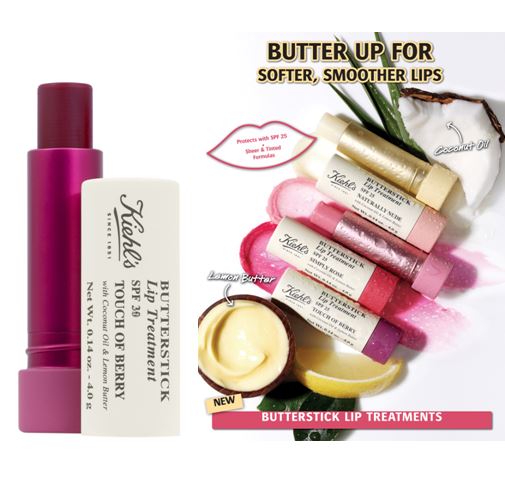 Kiehl's Butterstick Lip Treatment with SPF 25 ไซส์จริง 4.0g. สี Touch of Berry ลิปทรีทเม้นออกใหม่ล่าสุด ให้โทนสีชมพูอมม่วง พร้อมบำรุงริมฝีปากที่แห้งแตกด้วยส่วนผสมของน้ำมันมะพร้าวและเลมอนบัตเตอร์ ช่วยฟื้นฟูริมฝีปากที่แห้งแตก ลอก เ