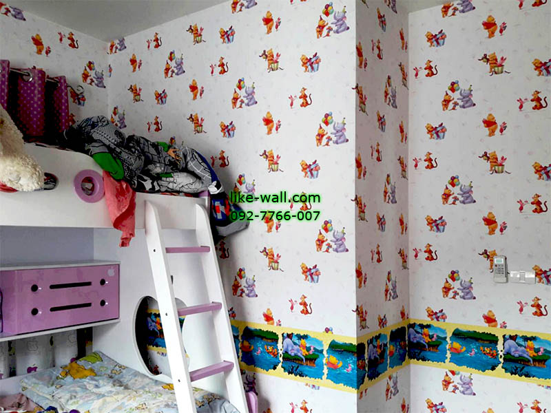 ตัวอย่างติดวอลเปเปอร์ ลายการ์ตูน ของทางร้าน ติดตั้งที่ ซอยสุขสวัสดิ์ 76 