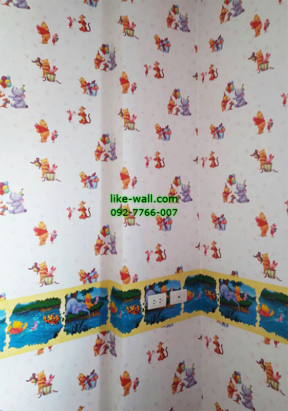 ตัวอย่างติดวอลเปเปอร์ ลายการ์ตูน ติดตั้งที่ ซอยสุขสวัสดิ์ 76 