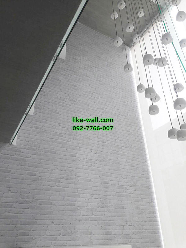 ตัวอย่างติดวอลเปเปอร์ ลายอิฐ สีเทา ย่านสุขุมวิท