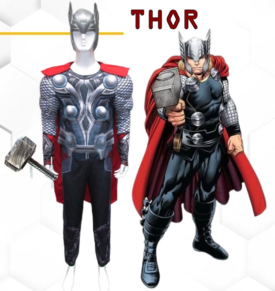 ++พร้อมส่ง++ชุดธอร์Thorเทพเจ้าสายฟ้ามาพร้อมค้อนสายฟ้า เหมาะกับความสูง 168-185 cm.