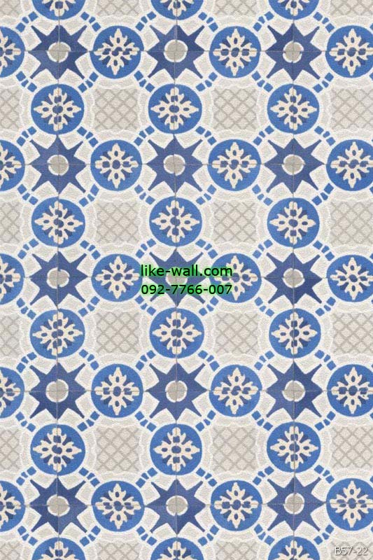 วอลเปเปอร์ ลายกระเบื้อง สีฟ้า