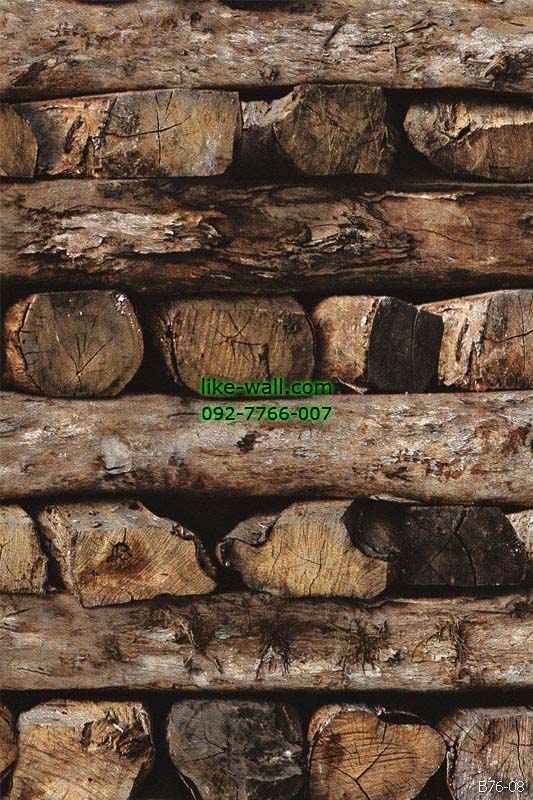 วอลเปเปอร์ ลายท่อนไม้ สีน้ำตาล