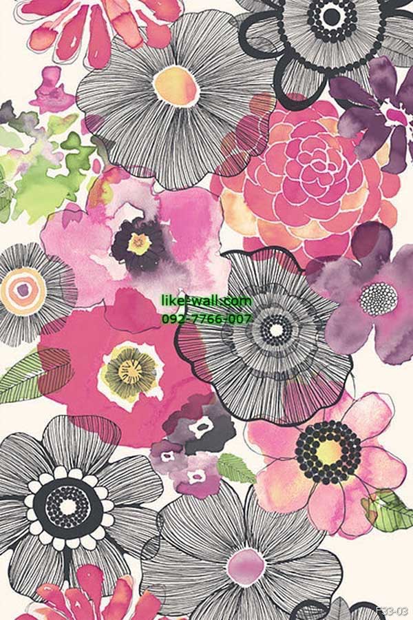 วอลเปเปอร์ ลายดอกไม้ สีชมพู